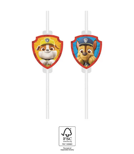 Paw Patrol Trinkhalme, Rescue Heroes, Papier, 4er Pack kinderparties-shop