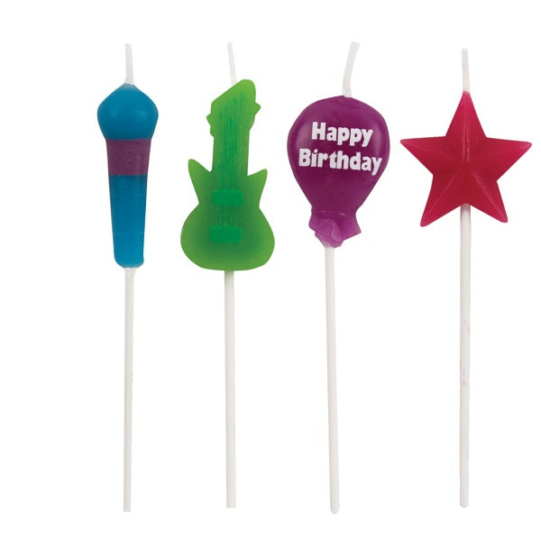 Disco & Superstar Kuchenkerzen, 4er Set kinderparties-shop