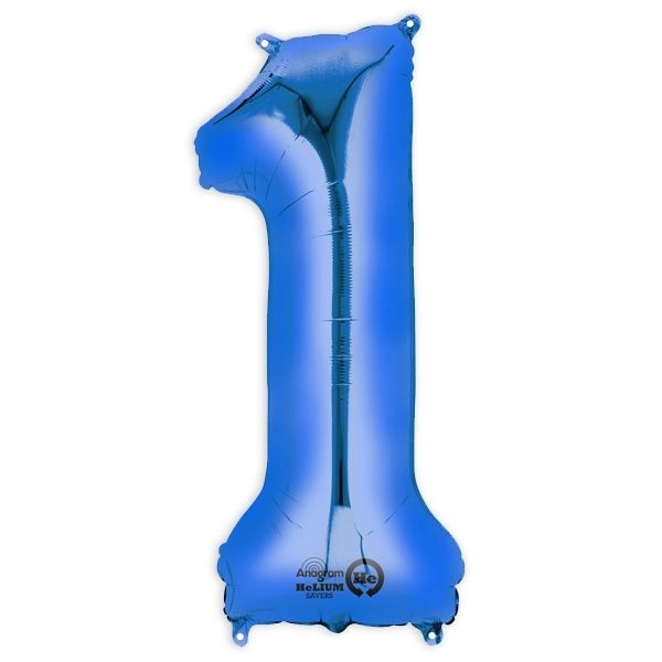 Blauer Folienballon Zahl 1-9 & 0, Medium, 66cm, Restposten