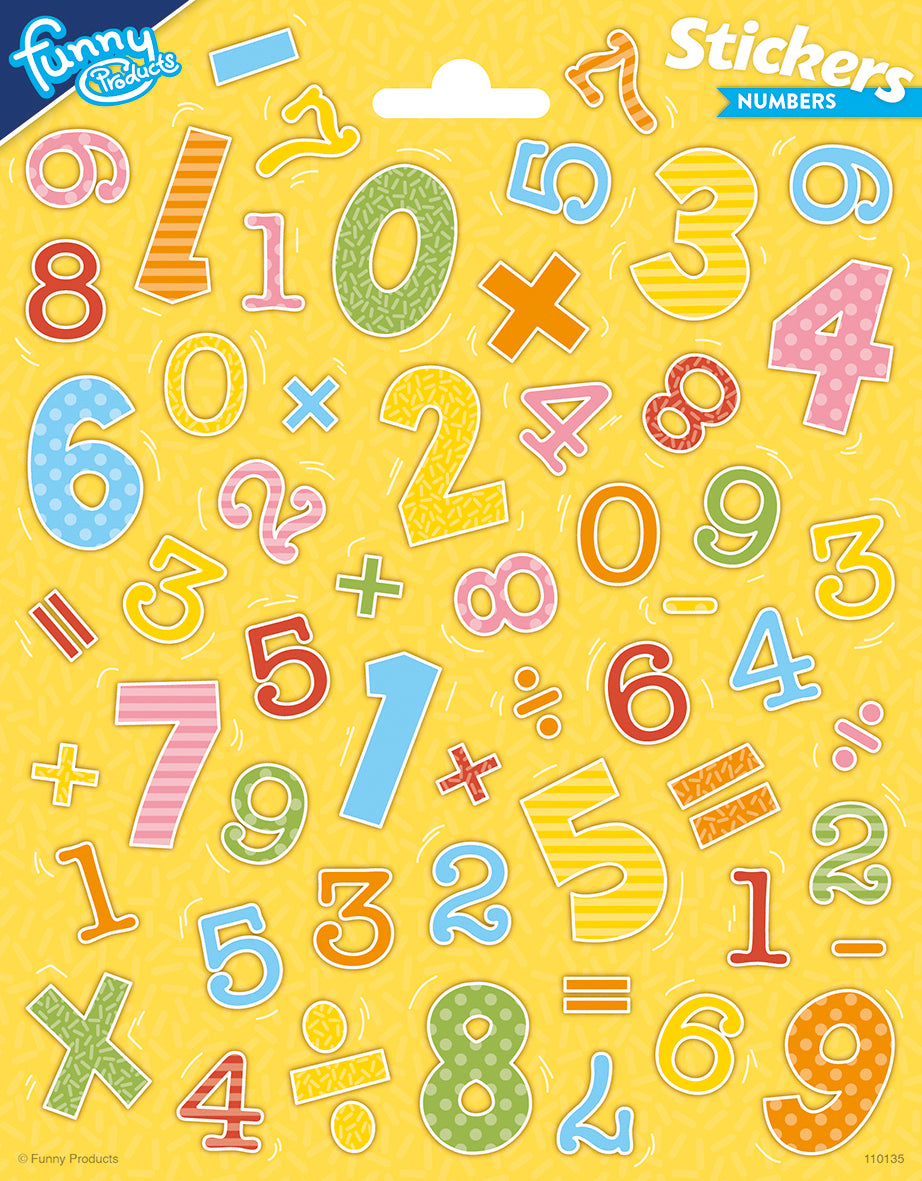 Zahlen Sticker bunt, 1 Bogen kinderparties-shop