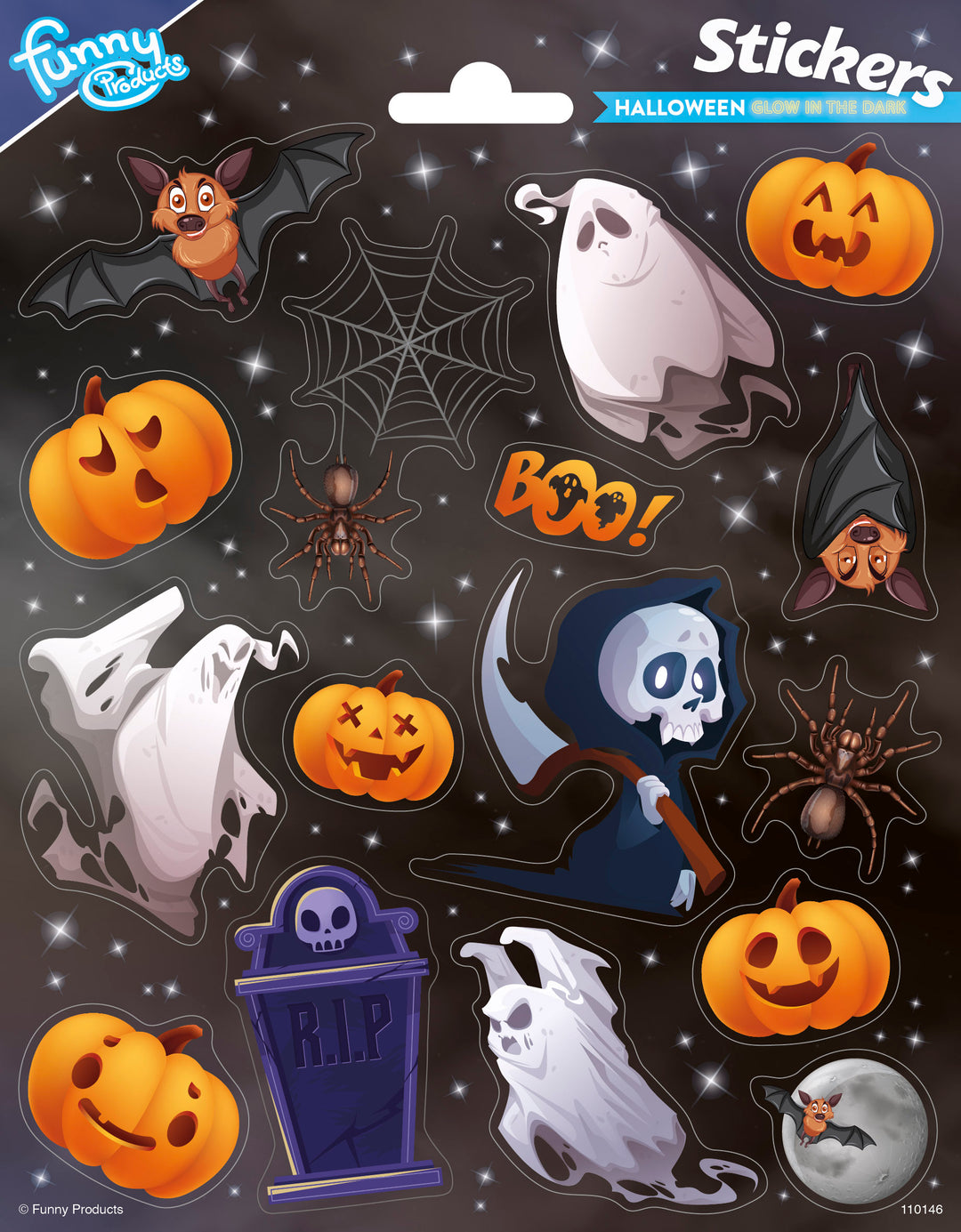 Halloween Sticker, Glow in the dark, 1 Bogen kinderparties-shop