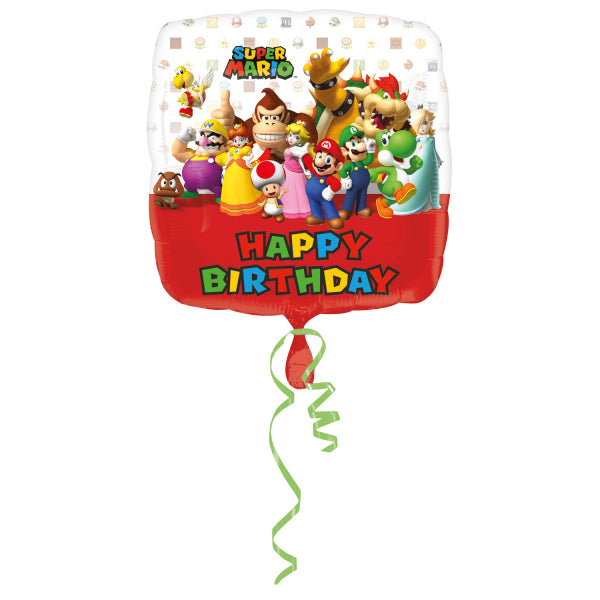 Folienballon Super Mario "Happy Birthday", Gaming Party, 43 cm kinderparties-shop