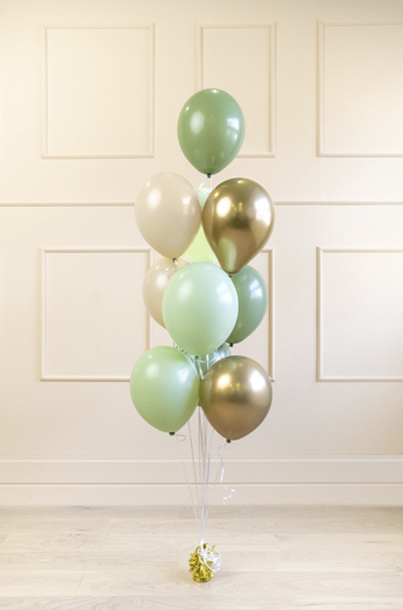 Luftballons Mix: pastell grün & glänzend gold, 10er Pack kinderparties-shop