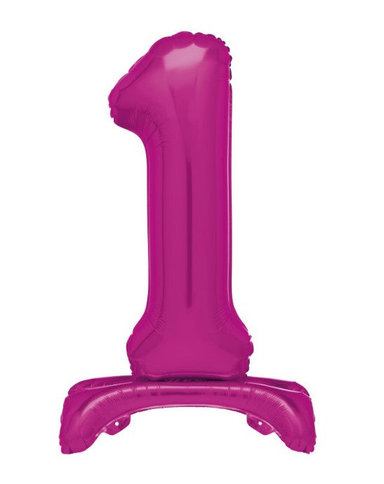 Stehende pinke Zahlen Folienballone, Nummer 1-9 und 0, 86 cm