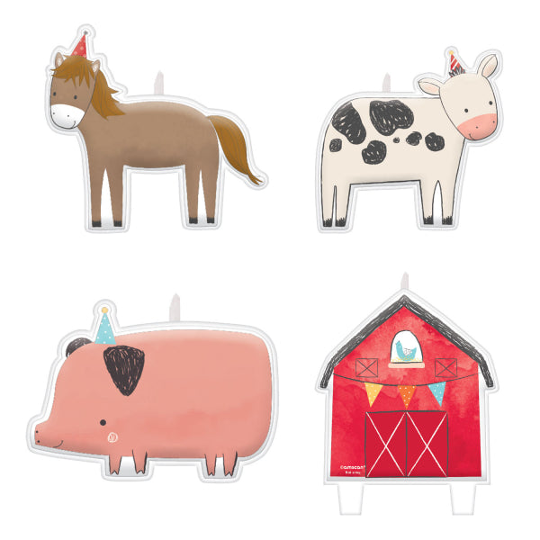Bauernhof Kerzen Figuren 4er Pack kinderparties-shop