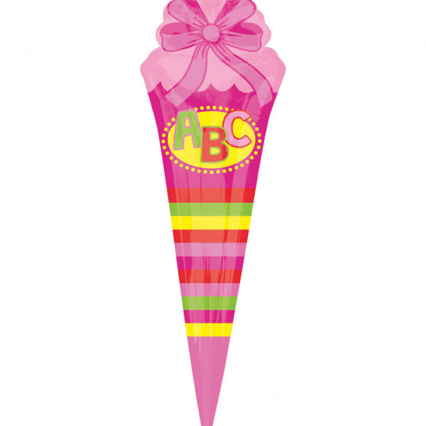 Schultüten Folienballon pink, Schulstart, 76 cm