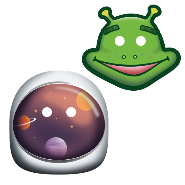 Weltall Masken, Space Party, Alien und Astronauten Partyspass, 8er Pack