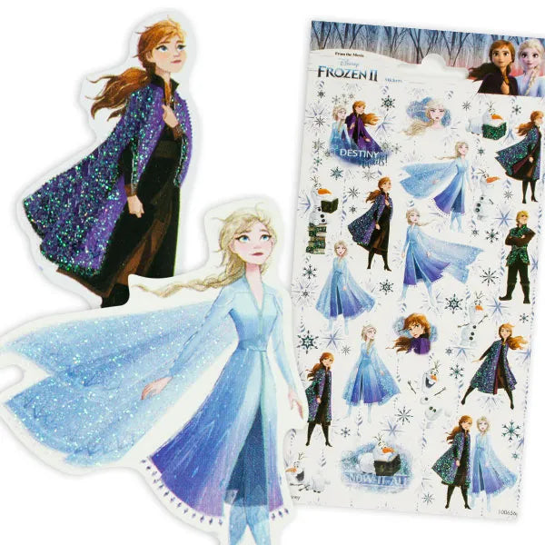 Glitzersticker, Frozen II, Mitgebsel, 1 Karte, 19 Stickers kinderparties-shop