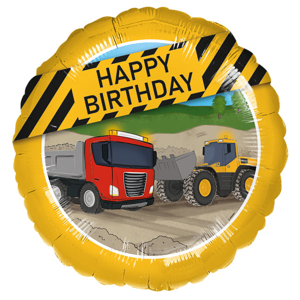 Folienballon, Baustellen Happy Birthday, 43 cm