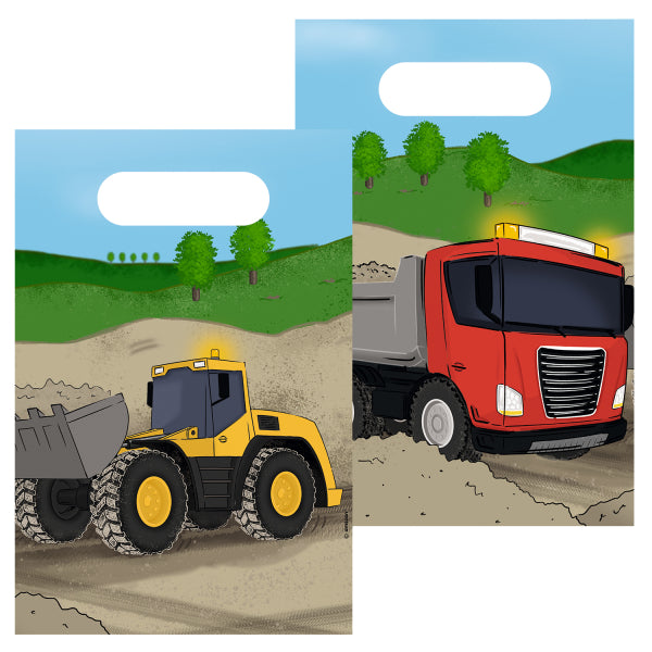 Partytüte Baufstelle/ Baumaschinen, Papier, 8er Pack