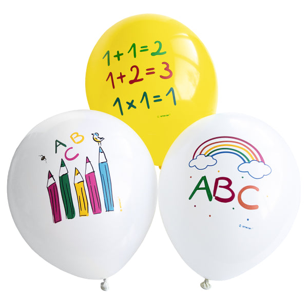Schulanfang Luftballons Set, ABC, 6er Pack, 27.5 cm
