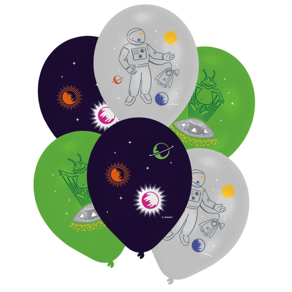 Luftballons Weltall Party, 6er Pack
