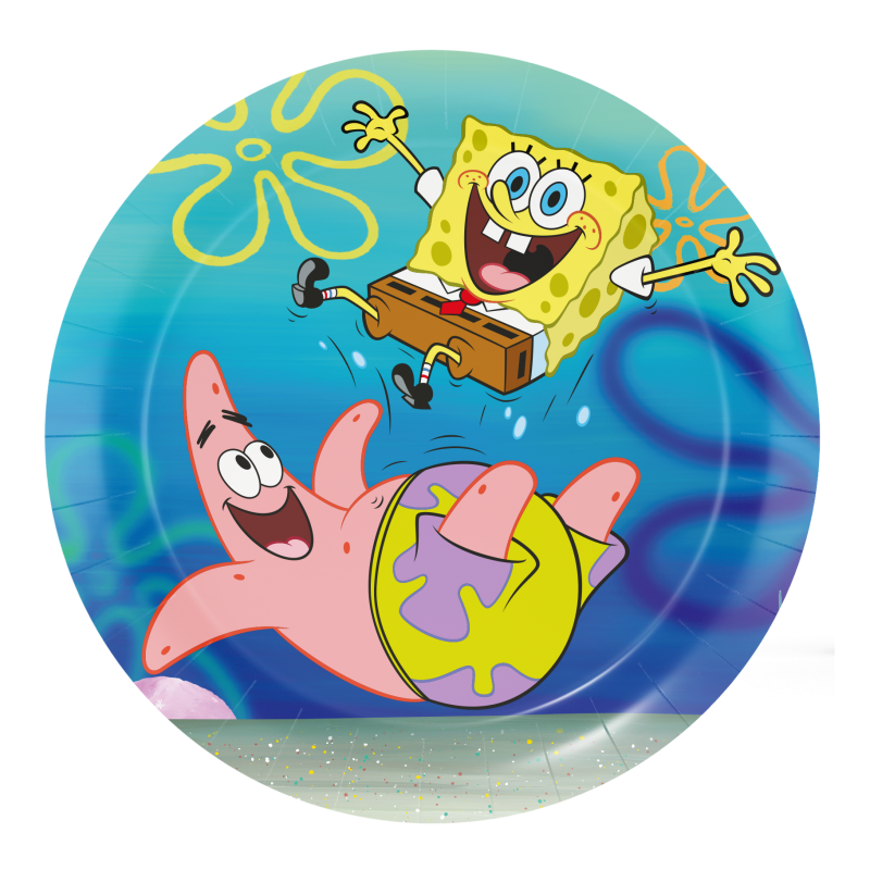 Sponge-Bob-Kuchen-Teller-Kindergeburtstag-Party-Deko