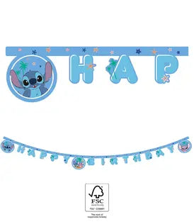 Happy Birthday Girlande Stitch & Angel, Pappe, 2m kinderparties-shop