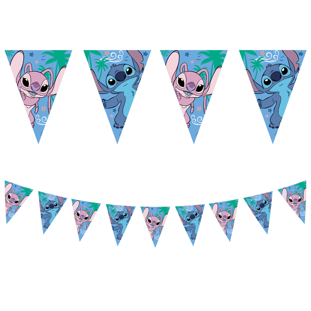 Stitch & Angel Wimpelkette, 9 Flaggen, 2.3m kinderparties-shop