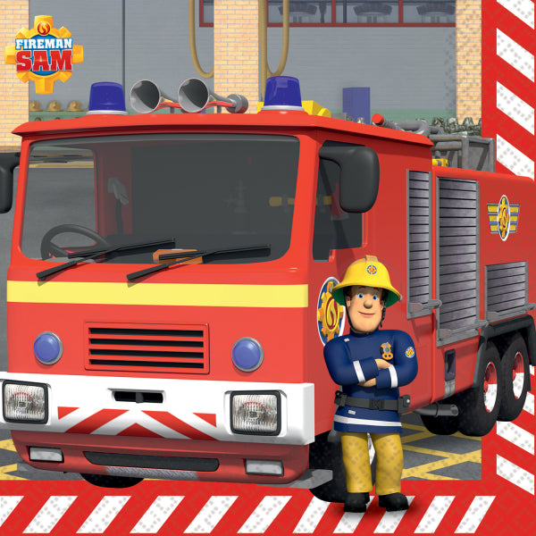 Servietten Feuerwehrmann Sam, 16er Pack, 33x33cm kinderparties-shop