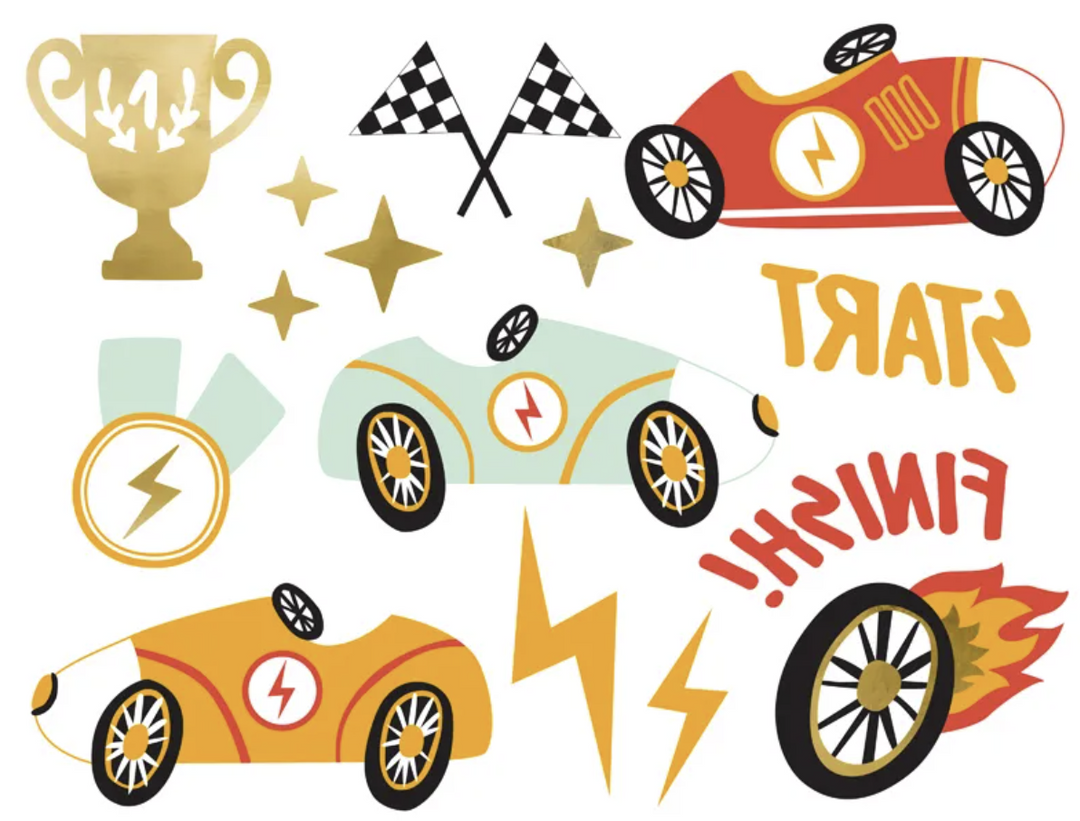 Autos / Rennwagen Tattoos, abwaschbar, 11 Motive kinderparties-shop