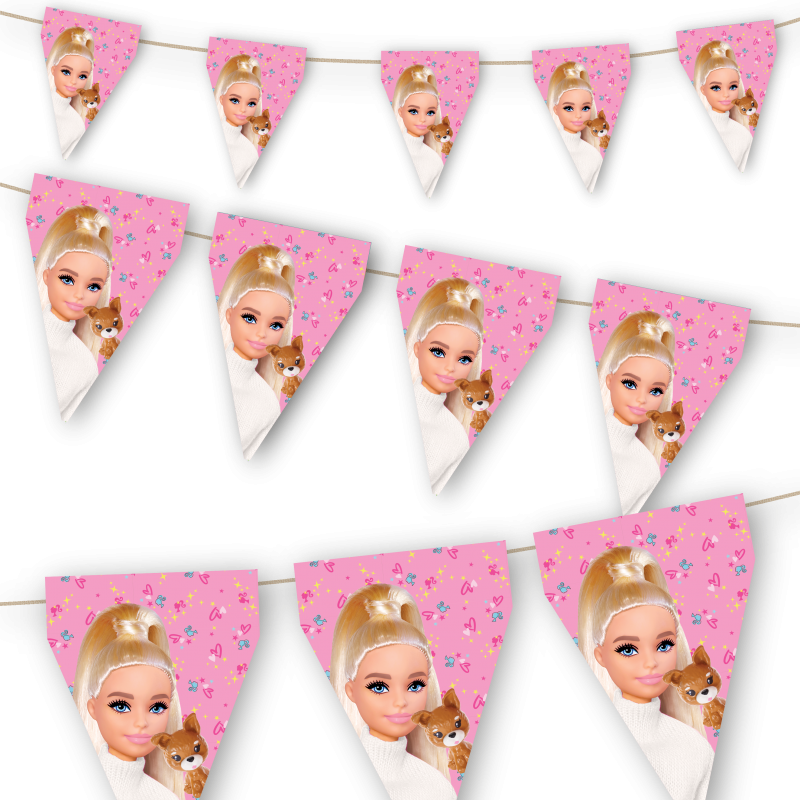 Barbie-Wimpelkette-Kindergeburtstag-Party-Deko