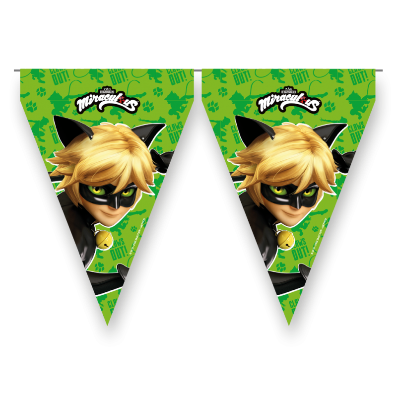 Cat-Noir-Miraculous-Wimpelkette-Kindergeburtstag-Party-Deko