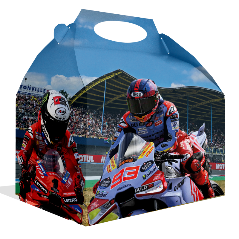 Moto-GP-Mitgebselbox-/-Snackbox-Motorrad-Kindergeburtstag-Party-Deko