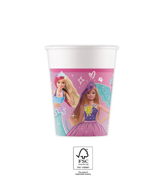 Party Becher, Barbie Fantasy, 8er Pack, Pappe kinderparties-shop