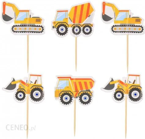 Muffin Picker Baustellen Party, 6er Pack kinderparties-shop