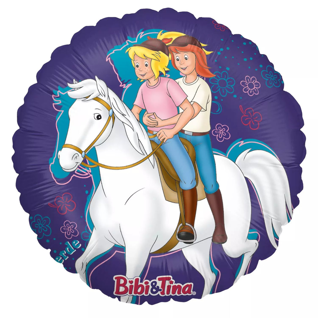 Bibi und Tina auf Amadeus und Sabrina Folienballon, ø45 cm kinderparties-shop