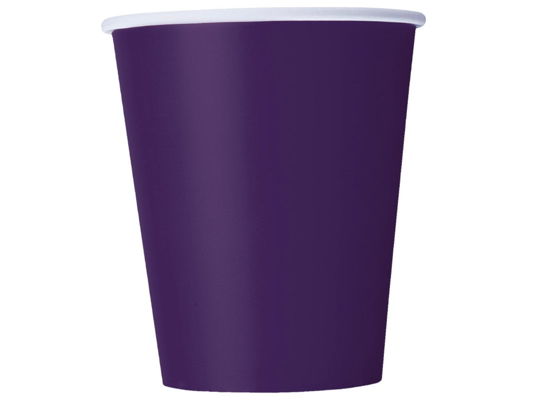 Party cups, plain purple, pack of 14, cardboard