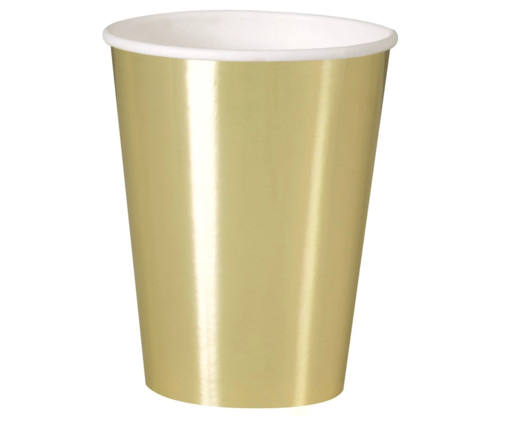 Partybecher Gold glänzend, 8 Stück