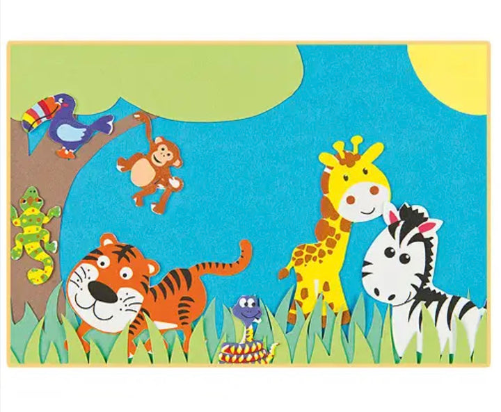 Autocollants en caoutchouc mousse Jungle Animaux, autocollants, paquet de 96