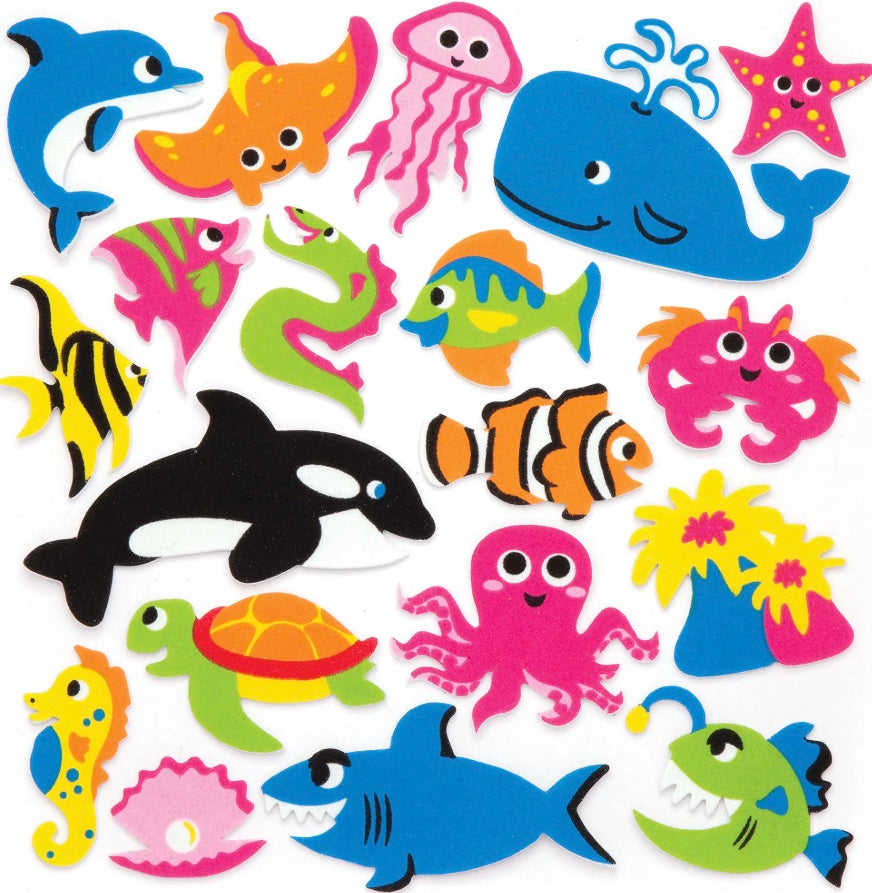 Sticker en mousse animaux marins, autocollant, 120 pièces