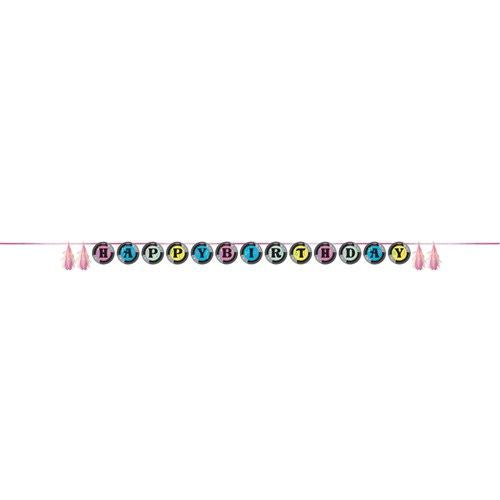 Buchstabenkette Happy Birthday, Birthday Beats, inkl. 4 Tassel, 2.6 m kinderparties-shop