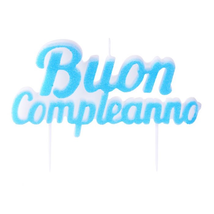 Kuchen Kerze Buon Compleanno, blau, 6 cm kinderparties-shop