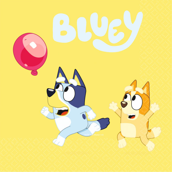 Bluey Party Servietten, 16er Pack, 33 x 33cm kinderparties-shop
