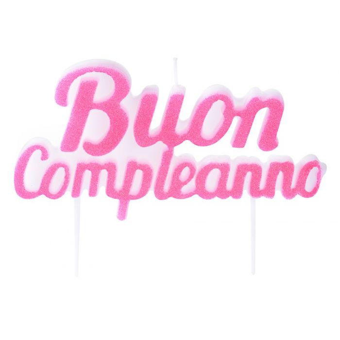 Kuchen Kerze Buon Compleanno, rosa, 6 cm kinderparties-shop