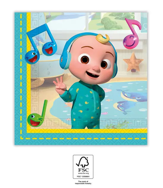 Cocomelon Servietten, 20er Pack, 33x33cm kinderparties-shop
