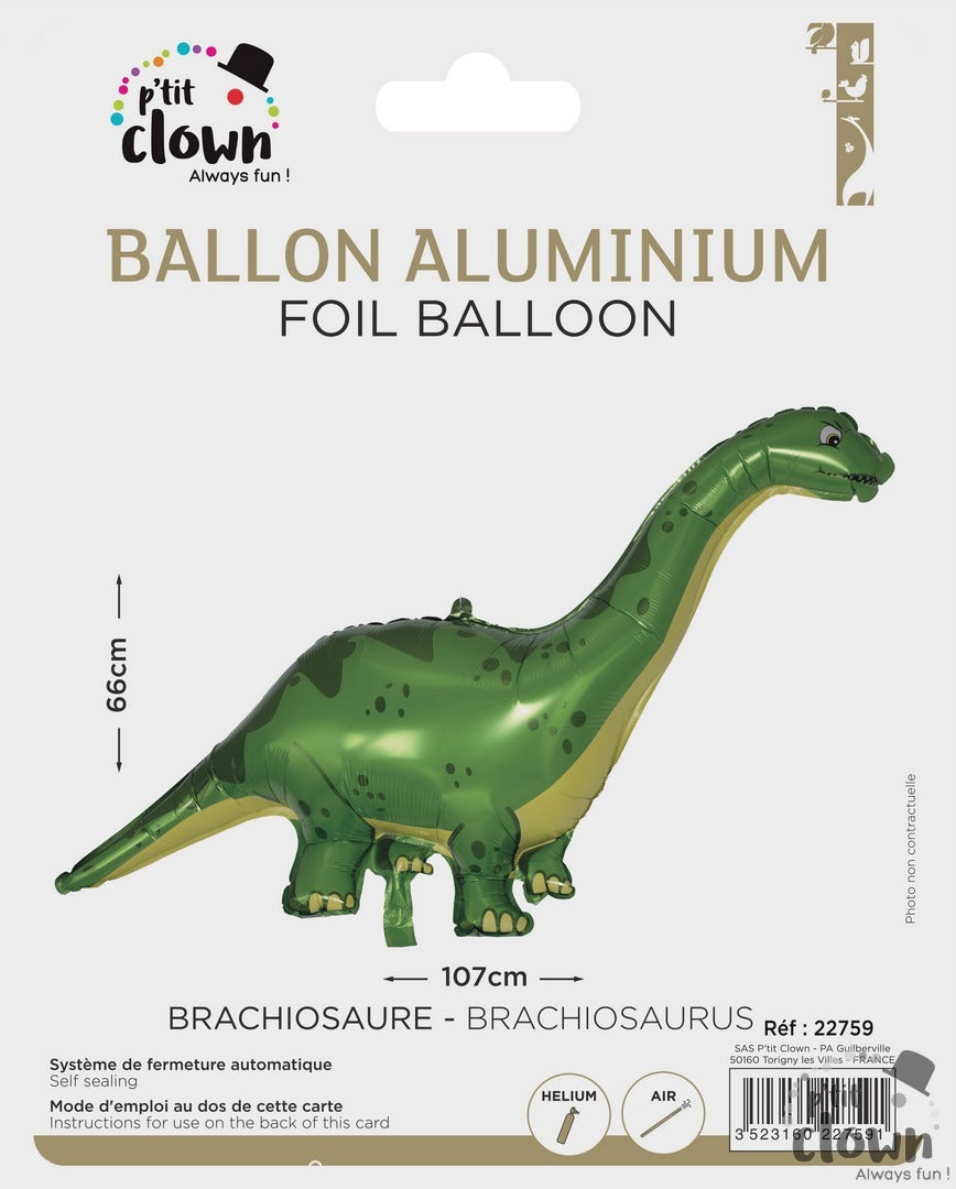 XXL Folienballon Dino, Langhals, ohne Helium, 107 x 66cm kinderparties-shop