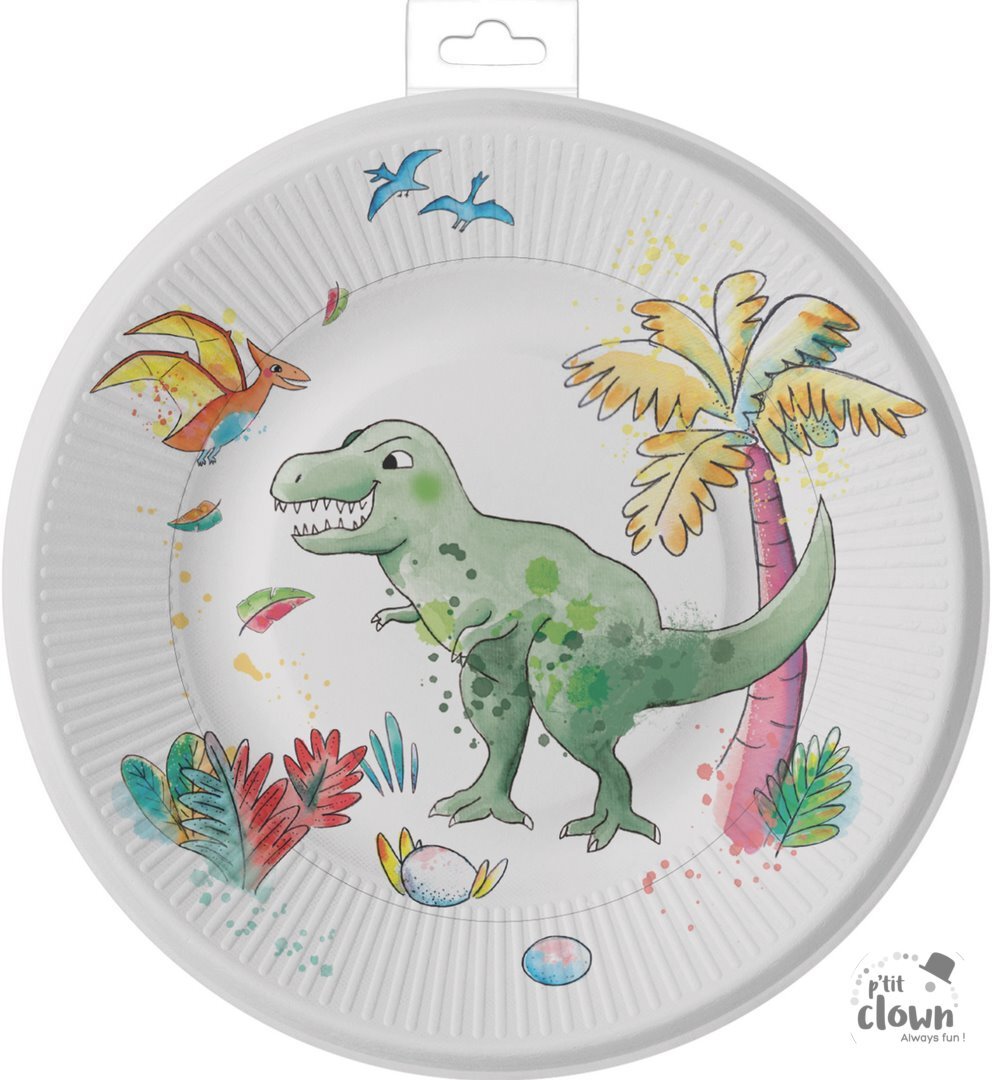 Party Teller Dinosaurier, 8er Pack, 23 cm kinderparties-shop