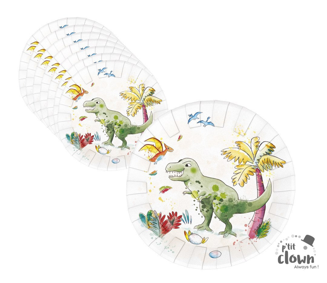 Party Teller Dinosaurier, 8er Pack, 23 cm kinderparties-shop