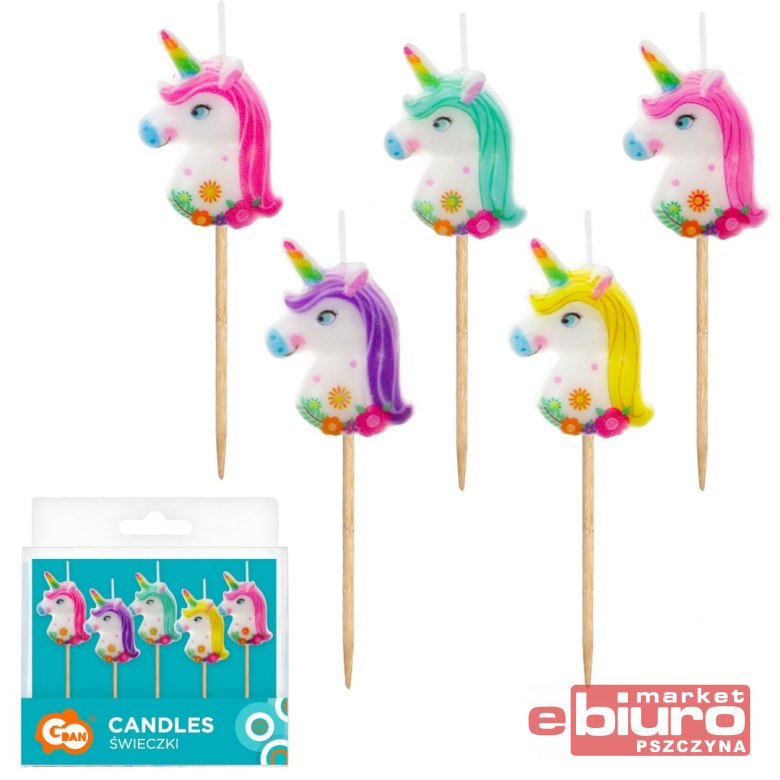 Einhörner Kuchenkerzen, 5er Set, Einhorn Party kinderparties-shop