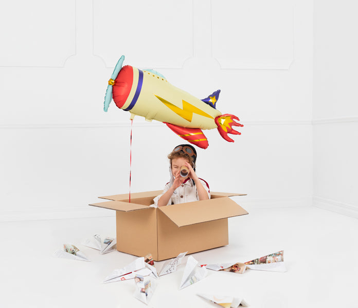 Flugzeug Folienballon XXL, 91 x 39 cm kinderparties-shop