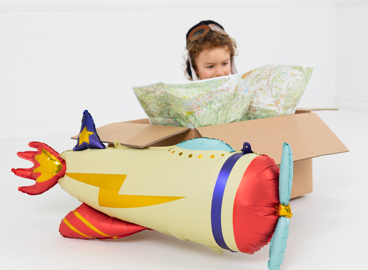 Flugzeug Folienballon XXL, 91 x 39 cm kinderparties-shop