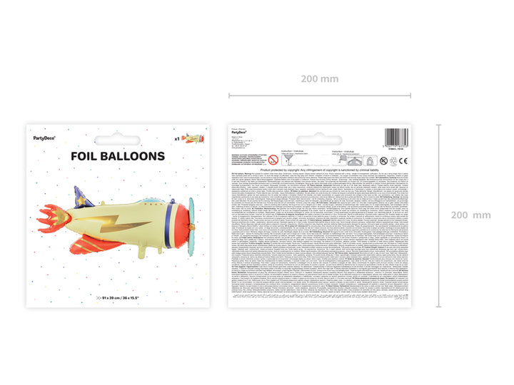 Flugzeug Folienballon XXL, 91 x 39 cm kinderparties-shop
