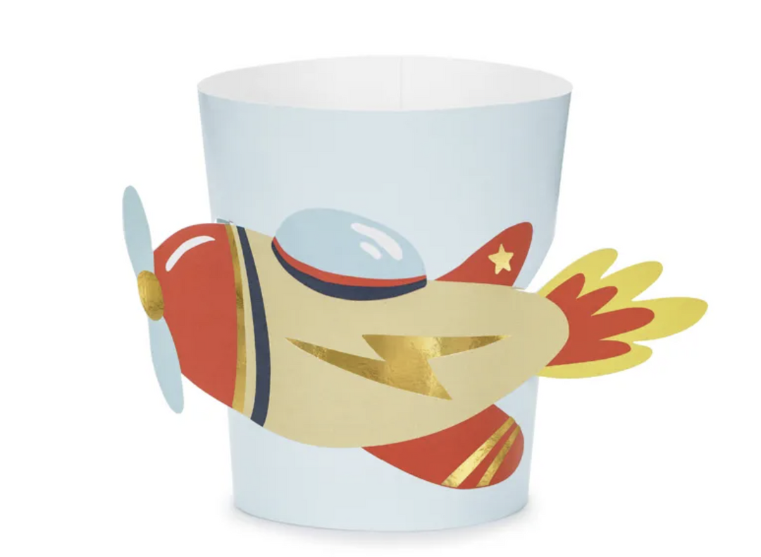 Manschetten für Becher/Gläser Flugzeug, 6er Pack kinderparties-shop