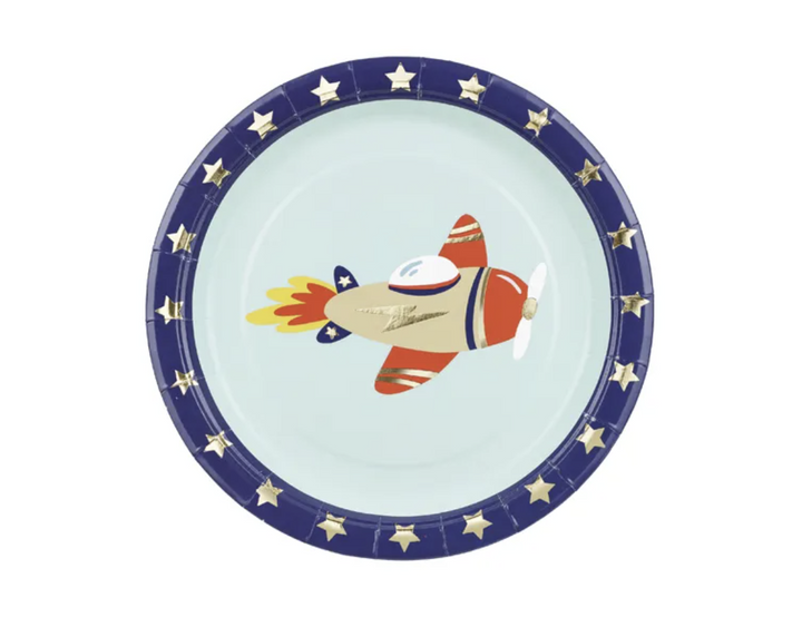 Flugzeug Party Teller, 18 cm, 6er Pack kinderparties-shop