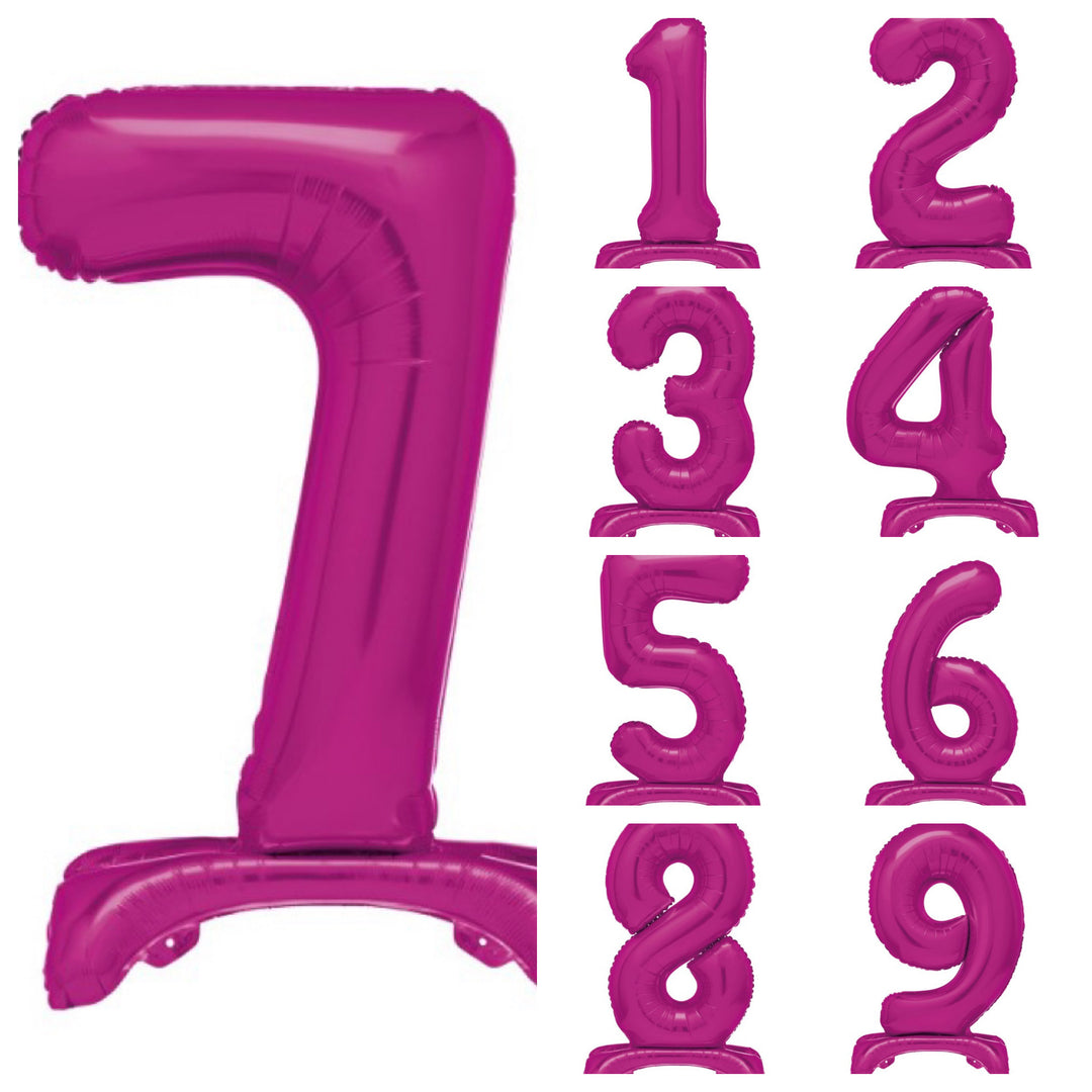 Stehende pinke Zahlen Folienballone, Nummer 1-9 und 0, 86 cm