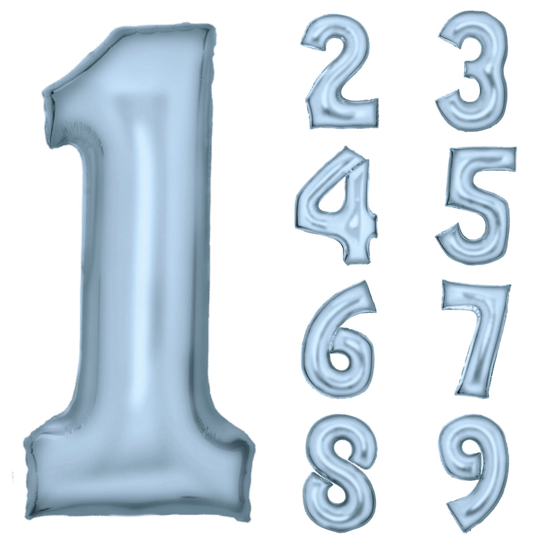 Blaue Metallic Folienballone, Nummer 1-9 und 0, 86 cm