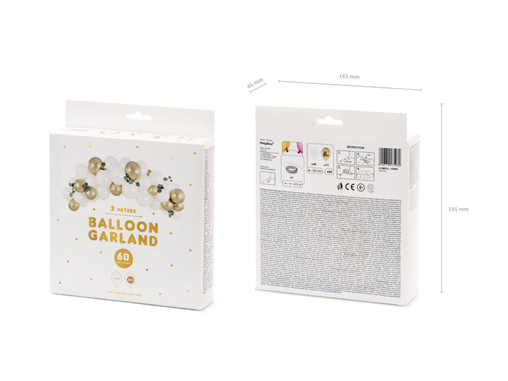 Ballongirlande weiss-gold, DIY Girlande, 60 Ballons inkl. 2m Ballonband kinderparties-shop