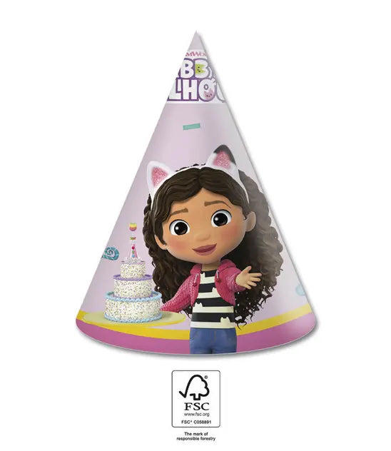 Gabby's Dollhouse Party Hut, Pappe, 6er Pack kinderparties-shop