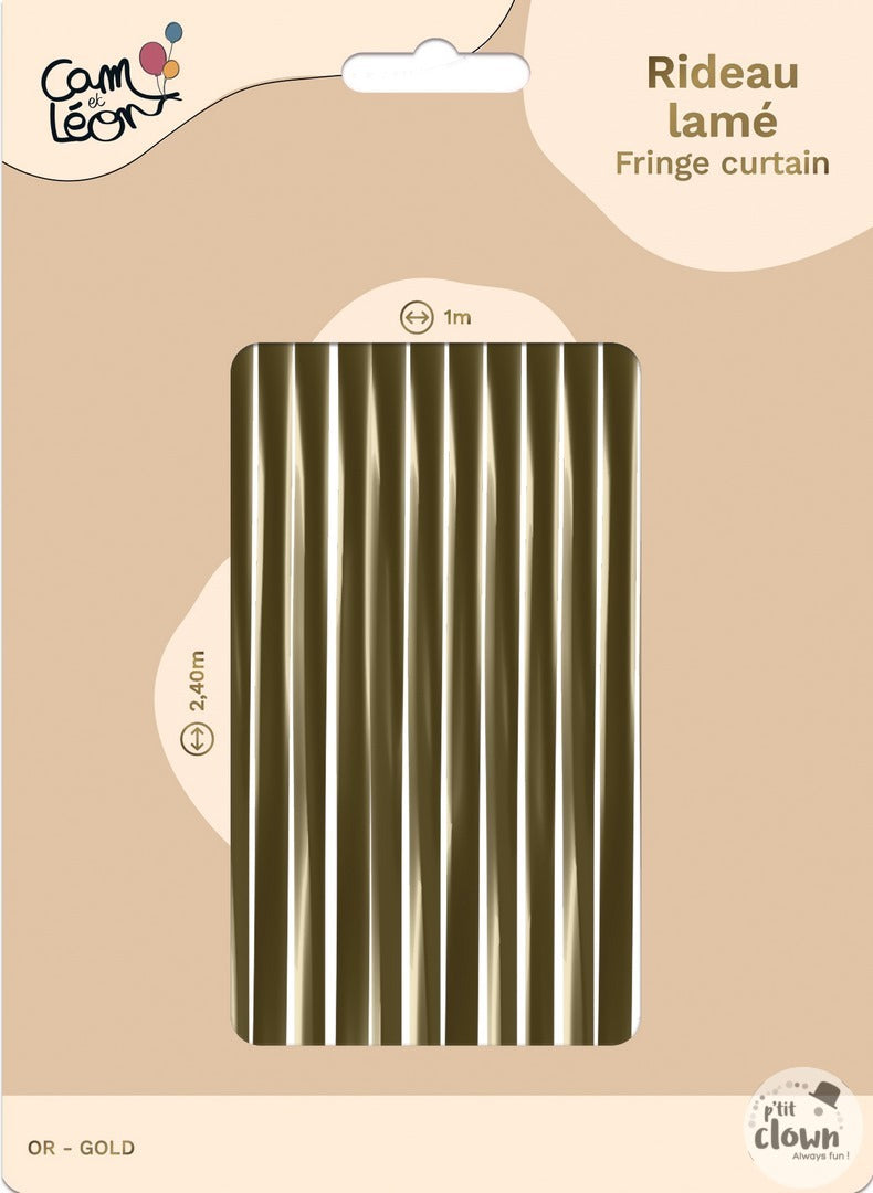 Fransen Vorhang, Tür Deko, gold metallic, 2.4 x 1 m kinderparties-shop
